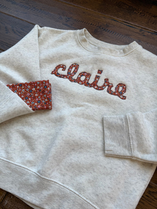 Fall name applique sweatshirt