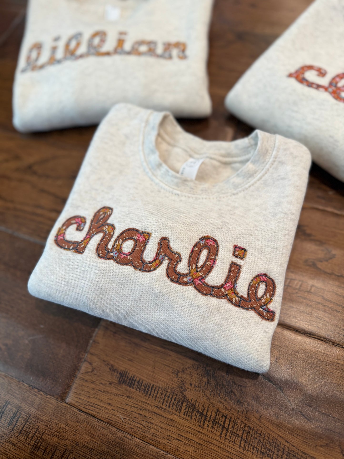 Fall name applique sweatshirt
