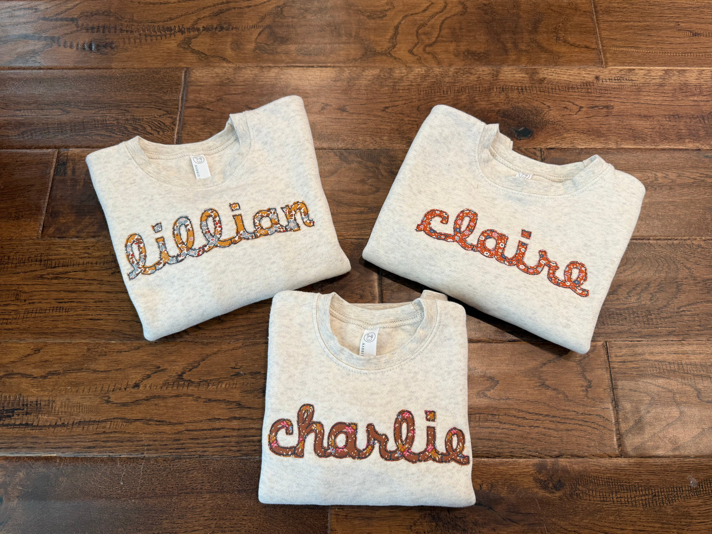 Fall name applique sweatshirt