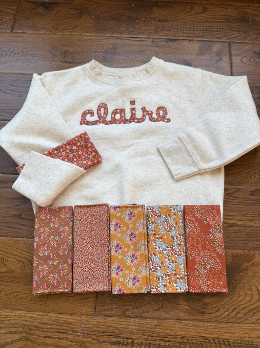 Fall name applique sweatshirt