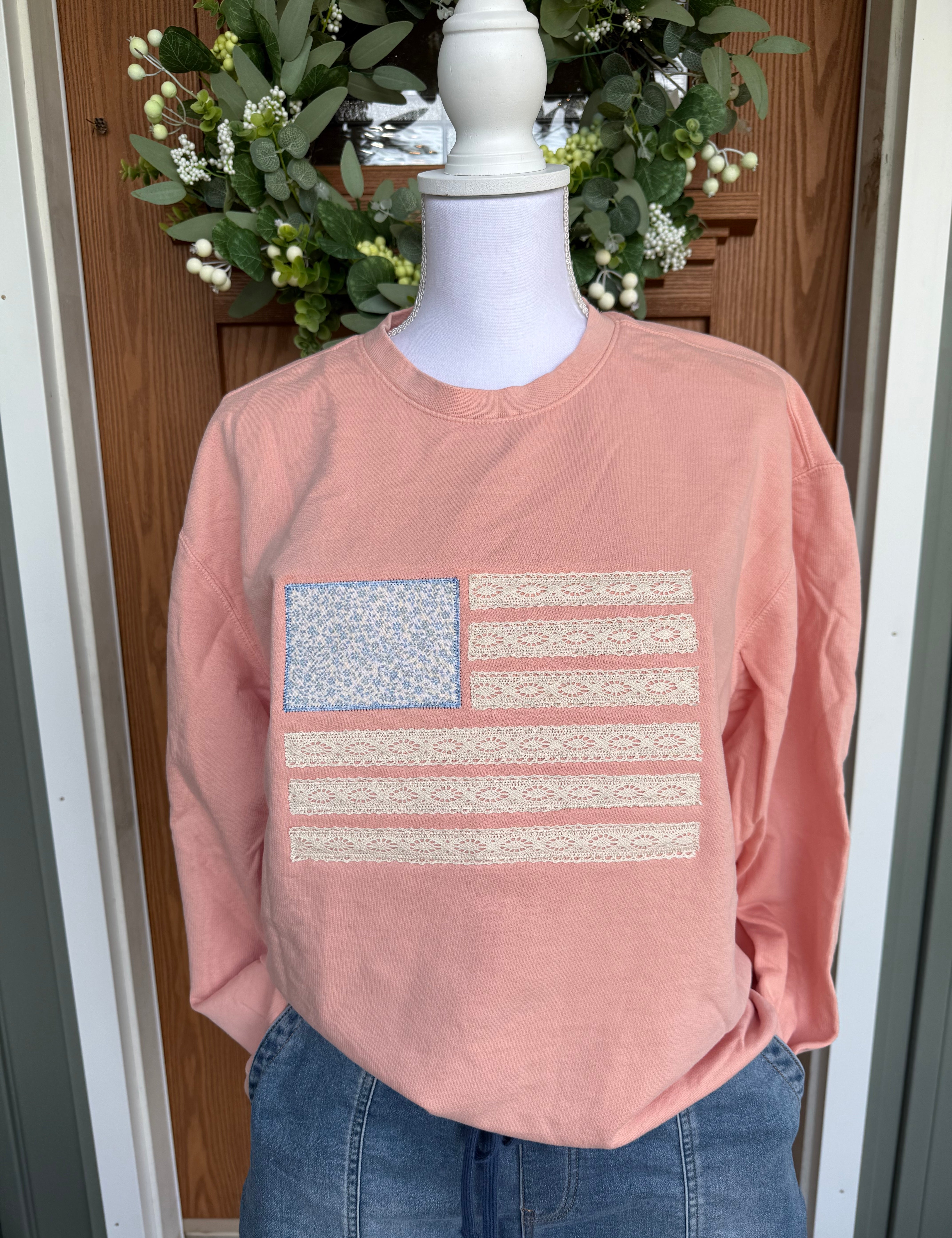 USA flag with lace ribbon