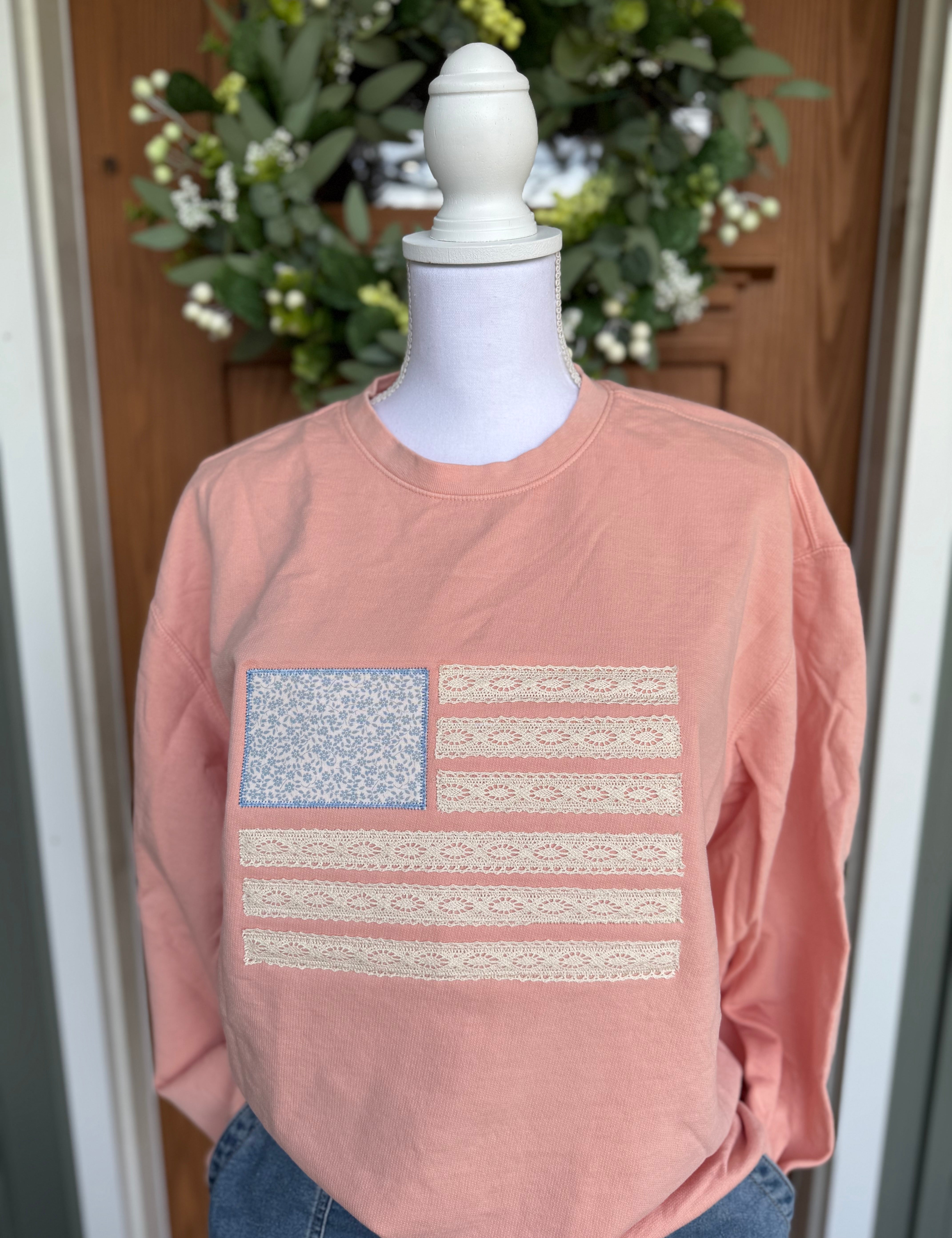 USA flag with lace ribbon